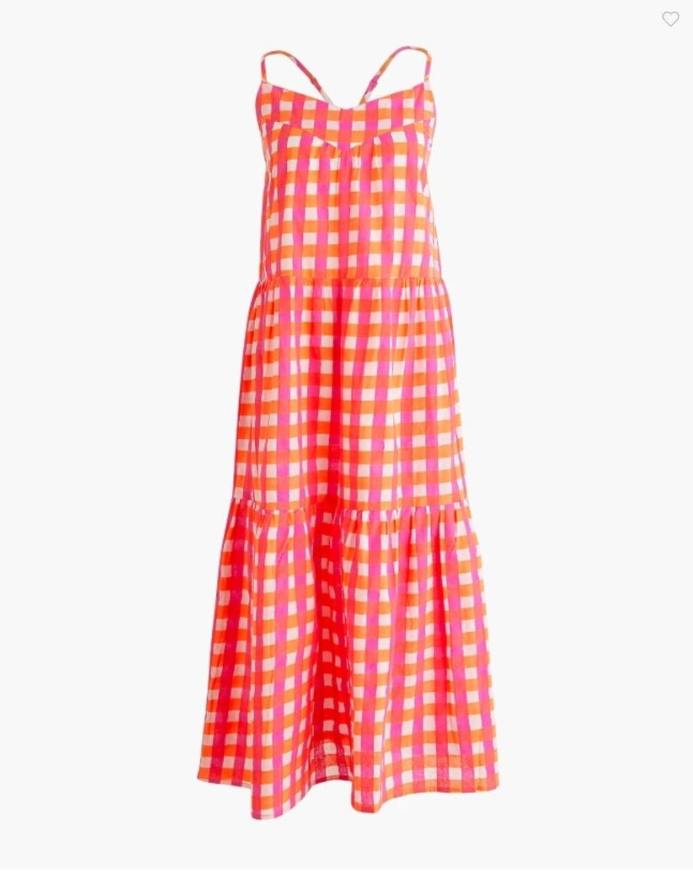 SZ Blockprints X J.Crew tiered dress in gingham Pink Orange Size Small